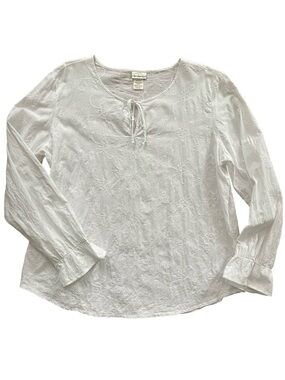 Gloria Vanderbilt White Embroidered Tie-Front Blouse, 100% Cotton